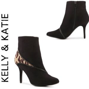 Black/Cheetah Ankle Booties